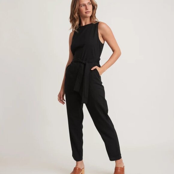 Marine Layer Eloise Black Belted Jumpsuit - Picture 1 of 5